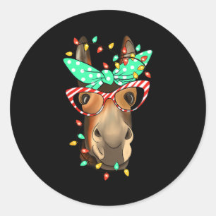 Funny Farmer Women Girls Family Christmas  Classic Round Sticker