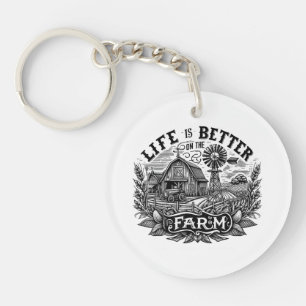 Funny Farming Life is Better On The Farm Farm Love Key Ring