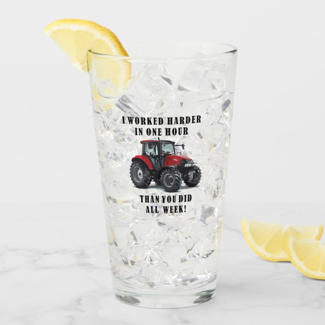 Funny Farming Quote Tractor Hard Work Glass (Front Ice)