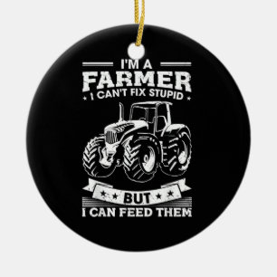 Funny Farming Tractor I'm A Farmer I Feed People Ceramic Tree Decoration