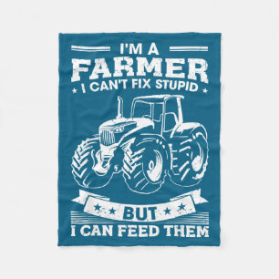 Funny Farming Tractor I'm A Farmer I Feed People Fleece Blanket
