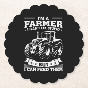 Funny Farming Tractor I'm A Farmer I Feed People Paper Coaster
