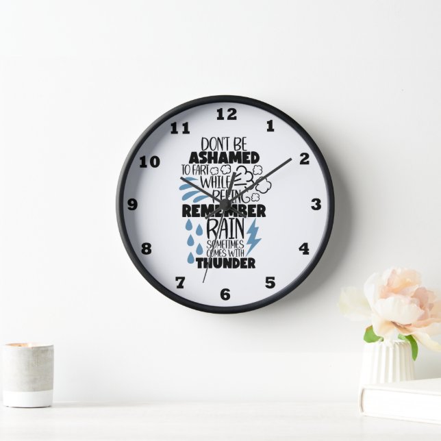 Funny fart rain thunder word art bathroom clock (Home)
