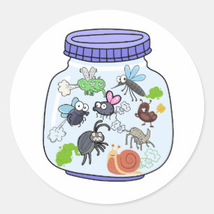 Funny farting Bug Jar Classic Round Sticker