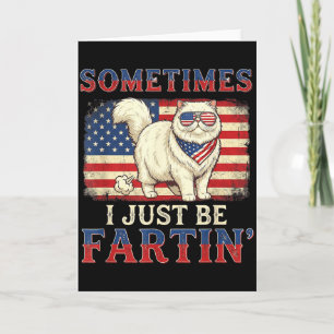 Funny farting cat american flag retro 4th of july card