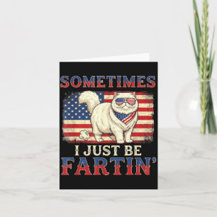 Funny farting cat american flag retro 4th of july card
