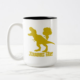 Funny farting dinosaur Two-Tone coffee mug