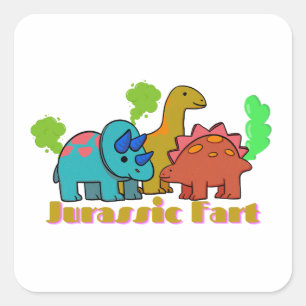 Funny Farting Dinosaurs Square Sticker