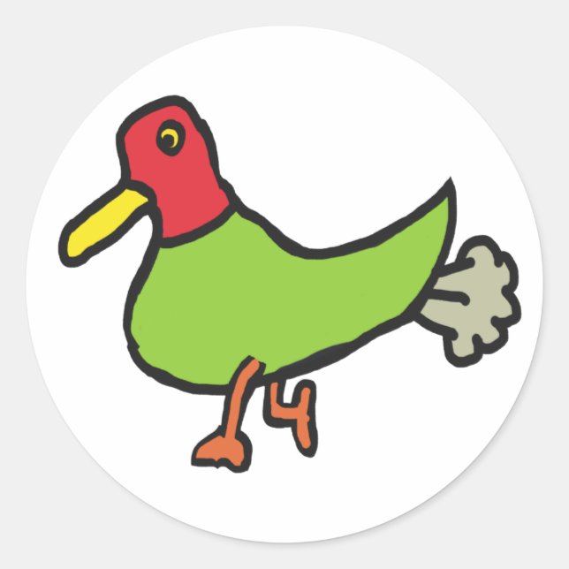 Funny Farting Duck Classic Round Sticker (Front)