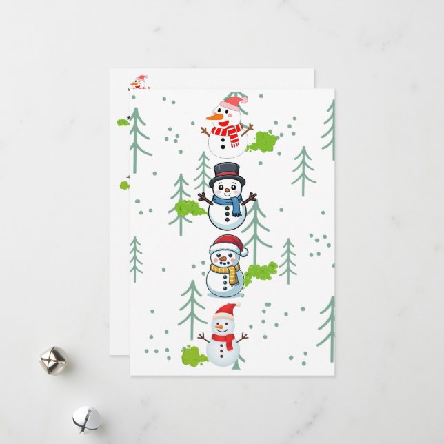 Funny Farting Snowmen Holiday Card (Front/Back In Situ)