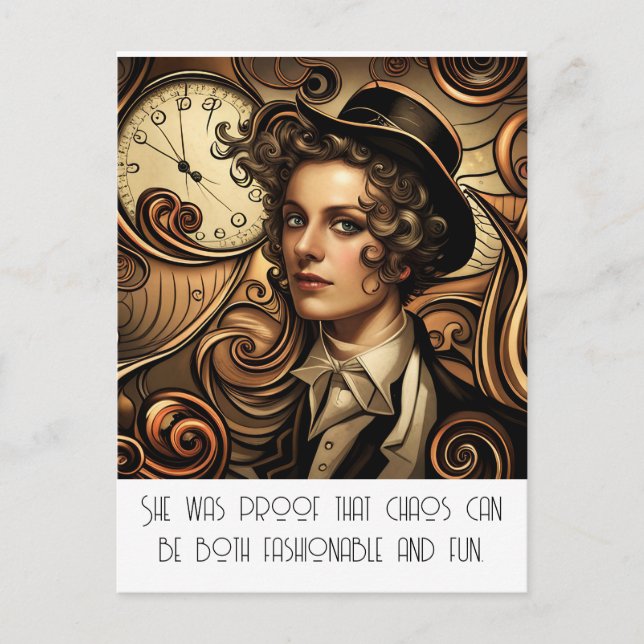 Funny Fashion Steampunk Postcard (Front)