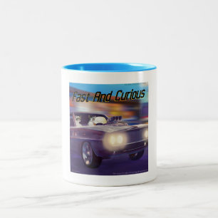 Funny Fast Cats Rick London Cartoon Two-Tone Coffee Mug