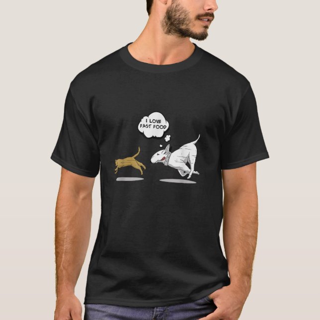 Funny Fast Food Dog Chasing Cat Funny Dog Cat  Gif T-Shirt (Front)