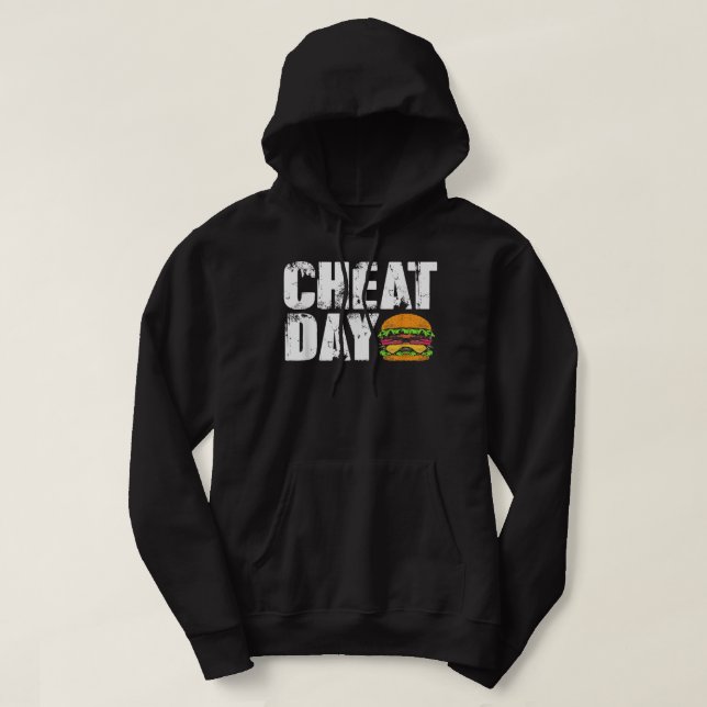 Funny Fast Food Hamburger Cheeseburger Cheat Day Hoodie (Design Front)