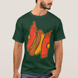 Funny Fastfood Hotdog with Mustard and Ketchup T-Shirt
