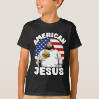 Funny Fat American Jesus Hamburger Sarcastic 4th O