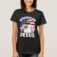Funny Fat American Jesus Hamburger Sarcastic 4th O