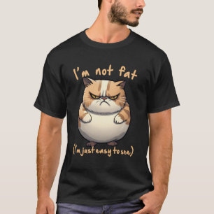 Funny Fat Angry Cat I'M Not Fat Joke Fun T-Shirt