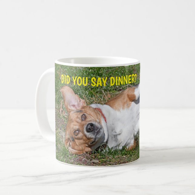 Funny Fat Beagle Did You Say Dinner? Coffee Mug (Front Left)