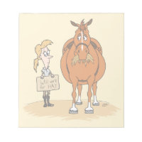 Funny Fat Cartoon Horse Woman Will Work For Hay