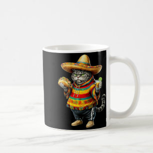 Funny Fat Cat Cinco De Mayo Fat Kitten Cat with Coffee Mug