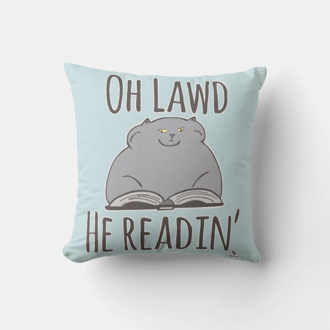  Funny Fat Cat He Reading Fun Cartoon Logo Cushion (Front)