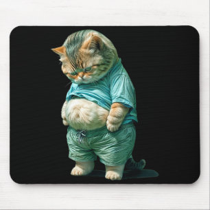 Funny Fat Cat Ia Art Design Print  Mouse Mat