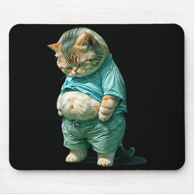 Funny Fat Cat Ia Art Design Print  Mouse Mat (Front)