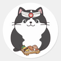Funny fat cat is a sushi chef
