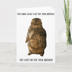 Funny Fat Cat Standing Birthday Greeting Card 