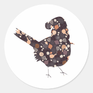 Funny fat Christmas bird with hat on Classic Round Sticker