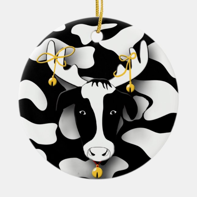 Funny Fat Cow Christmas Ornament (Front)