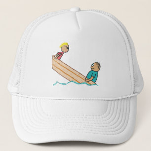 Funny Fat Guy In Boat Trucker Hat