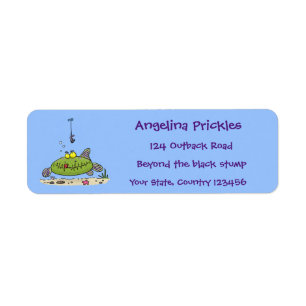 Funny fat hungry green fish fishing cartoon