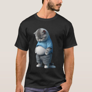 Funny Fat Sad Cat Art Design Fat Kitten Cat Lover T-Shirt