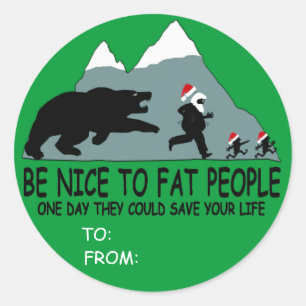 Funny fat Santa gift Classic Round Sticker