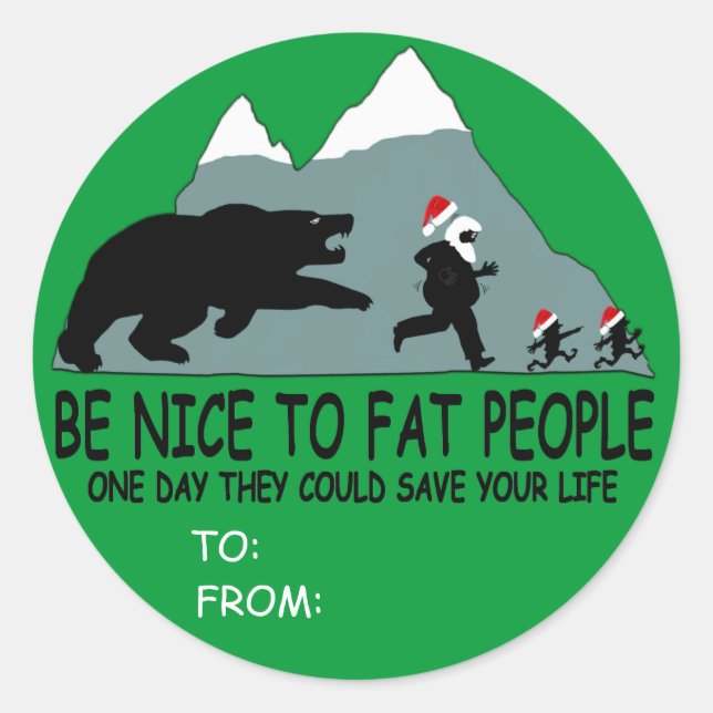 Funny fat Santa gift Classic Round Sticker (Front)