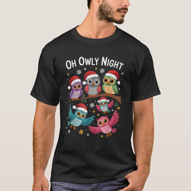 Funny Father Christmas Xmas Owls Joke Party Costum T-Shirt (Front)