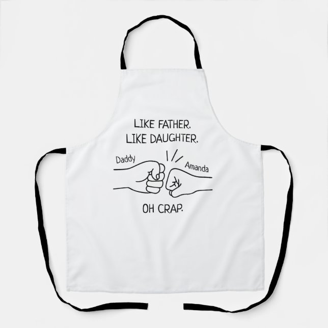 Funny Father Daughter Fist Bump Drawing Apron (Front)