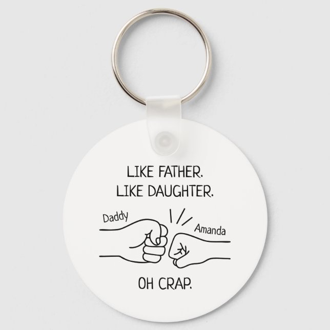 Funny Father Daughter Fist Bump Drawing Key Ring (Front)