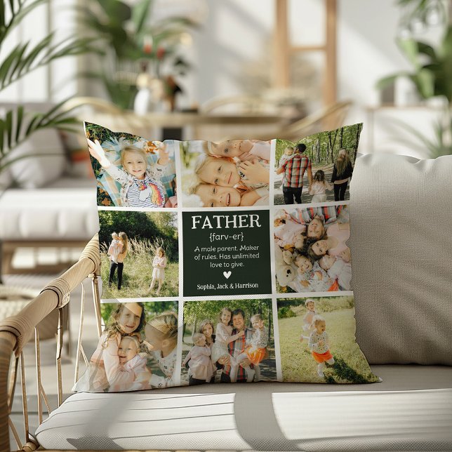 Funny Father Definition Photo Collage Cushion (Creator Uploaded)