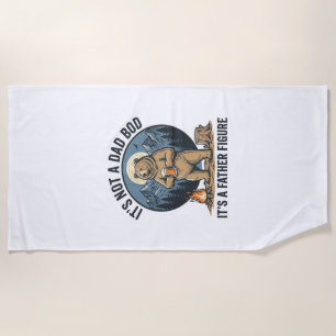 Funny Father Figure Bear Camping Vector Design_1 Beach Towel