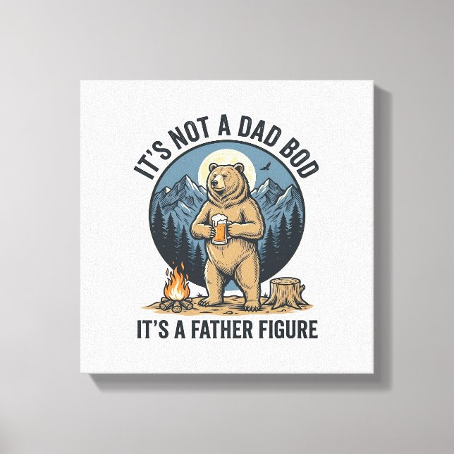 Funny Father Figure Bear Camping Vector Design_1 Canvas Print (Front)