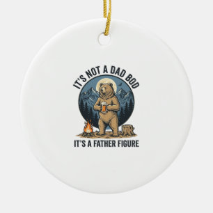 Funny Father Figure Bear Camping Vector Design_1 Ceramic Tree Decoration