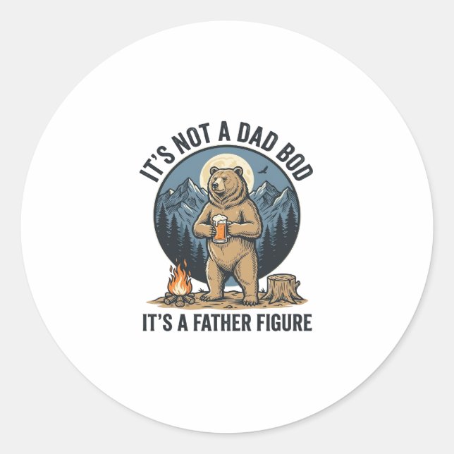 Funny Father Figure Bear Camping Vector Design_1 Classic Round Sticker (Front)