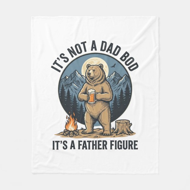 Funny Father Figure Bear Camping Vector Design_1 Fleece Blanket (Front)