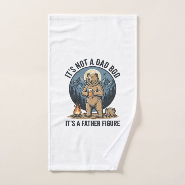 Funny Father Figure Bear Camping Vector Design_1 Hand Towel (Hand Towel)