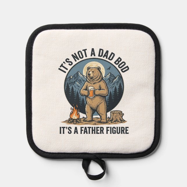 Funny Father Figure Bear Camping Vector Design_1 Pot Holder (Front)