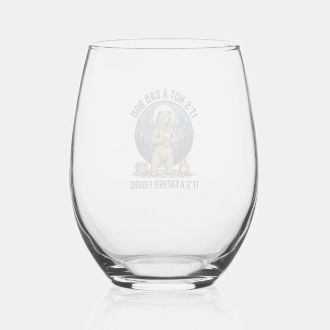 Funny Father Figure Bear Camping Vector Design_1 Stemless Wine Glass (Front)