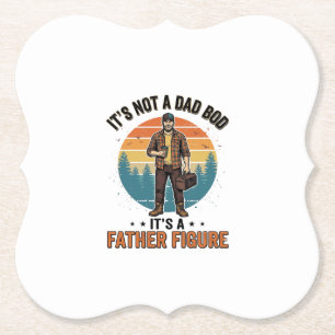 Funny Father Figure Vintage Dad Humor Shirt Design Paper Coaster